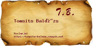 Tomsits Balázs névjegykártya